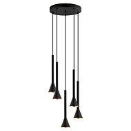 Cortaderas 5-Light LED Pendant in Matte Black