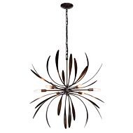 Hubbardton Forge 28 Inch 6 Light Dahlia Chandelier in Dark Smoke