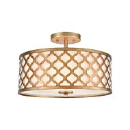 Arabesque 3-Light Semi-Flush Mount in Bronzed Gold