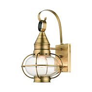 Newburyport 1-Light Outdoor Wall Lantern in Antique Brass