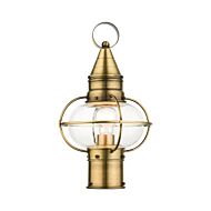 Newburyport 1-Light Outdoor Post Top Lantern in Antique Brass