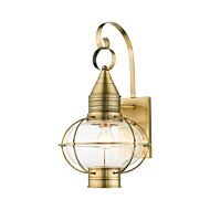 Newburyport 1-Light Outdoor Wall Lantern in Antique Brass