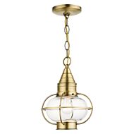 Newburyport 1-Light Outdoor Pendant in Antique Brass