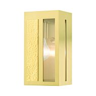 Lafayette 1-Light Outdoor Wall Lantern in Satin Brass w with Hammered Polished Brass Panels