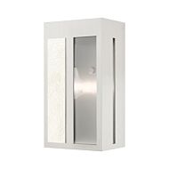 Lafayette 1-Light Outdoor Wall Lantern in Brushed Nickel w with Hammered Polished Nickel Panels