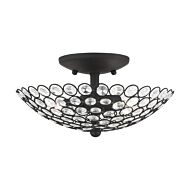 Cassandra 2-Light Semi-Flush Mount in Black