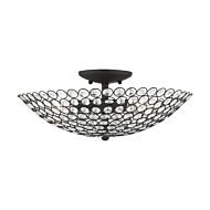 Cassandra 3-Light Semi-Flush Mount in Black