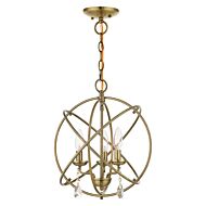 Aria 3-Light Convertible Chandelier with Semi-Flush in Antique Brass