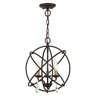 Aria 3-Light Convertible Chandelier with Semi-Flush in Bronze w/ Antique Brasss