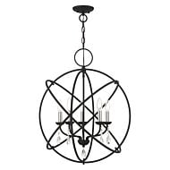 Aria 5-Light Chandelier in Black w with Satin Nickels