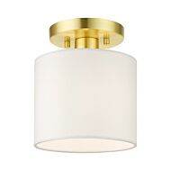 Meridian 1-Light Semi-Flush Mount in Satin Brass