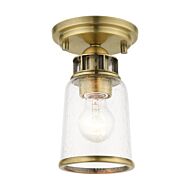 Lawrenceville 1-Light Flush Mount in Antique Brass