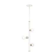Bannister 3-Light Pendant in White w with Brushed Nickels