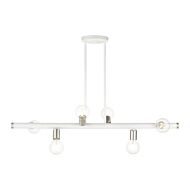 Bannister 6-Light Linear Chandelier in White w with Brushed Nickels