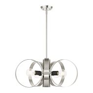 Modesto 6-Light Chandelier in Brushed Nickel w with Blacks