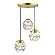 Geometrix 3-Light Pendant in Antique Brass