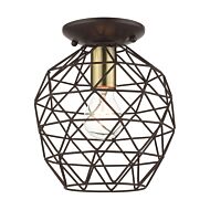 Geometrix 1-Light Flush Mount in Bronze w with Antique Brasss