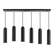 Ardmore 6-Light Linear Pendant in Shiny Black w with Polished Chromes