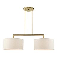 Monroe 2-Light Linear Chandelier in Antique Brass