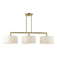 Monroe 3-Light Linear Chandelier in Antique Brass