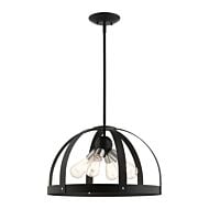 Stoneridge 4-Light Chandelier in Textured Black w with Brushed Nickels