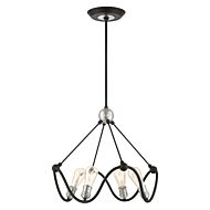 Archer 4-Light Chandelier in Textured Black w with Brushed Nickels