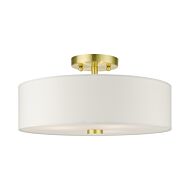 Meridian 3-Light Semi-Flush Mount in Satin Brass