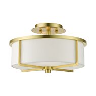 Wesley 2-Light Semi-Flush Mount in Satin Brass