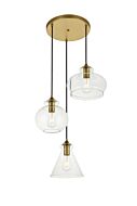 DESTRY 3-Light Pendant in Brass