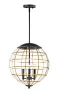 Maxim Heirloom 3 Light Pendant Light in Black and Burnished Brass