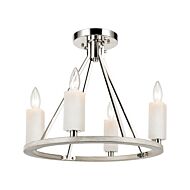 White Stone 4-Light Semi-Flush Mount in Polished Nickel