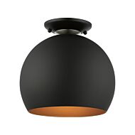 Piedmont 1-Light Semi-Flush Mount in Black w with Brushed Nickels