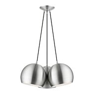 Piedmont 3-Light Pendant in Brushed Aluminum w with Polished Chromes