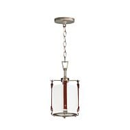 Sausalito 1-Light Pendant in Weathered Zinc with Brown Suede