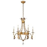 Monteleone 6-Light Chandelier in Gold Leaf w with Antique