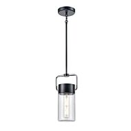 DVI Tuxedo 1-Light Pendant in Ebony and Chrome