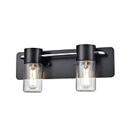 DVI Tuxedo 2-Light Bathroom Vanity Light in Ebony and Chrome