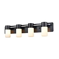 DVI Tuxedo 4-Light Bathroom Vanity Light in Ebony and Chrome