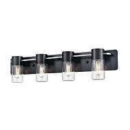 DVI Tuxedo 4-Light Bathroom Vanity Light in Ebony and Chrome