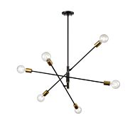 DVI Lake Loft 6-Light Pendant in Brass and Graphite