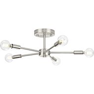 Delayne 5-Light Semi-Flush Mount in Brushed Nickel