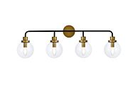 Hanson 4-Light Bathroom Vanity Light in Black and Brass