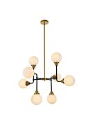 Hanson 8-Light Pendant in Black and Brass