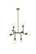 Hanson 8-Light Pendant in Black and Brass