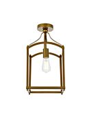 Janet 1-Light Flush Mount in Brass