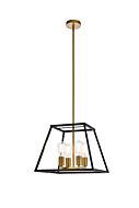 Declan 4-Light Pendant in Black And Brass