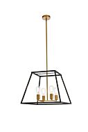 Declan 4-Light Pendant in Black And Brass