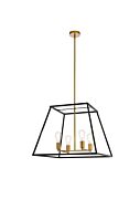 Declan 4-Light Pendant in Black And Brass