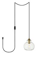 Destry 1-Light Plug in Pendant in Brass