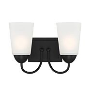 Malone 2-Light Bathroom Vanity Light in Matte Black